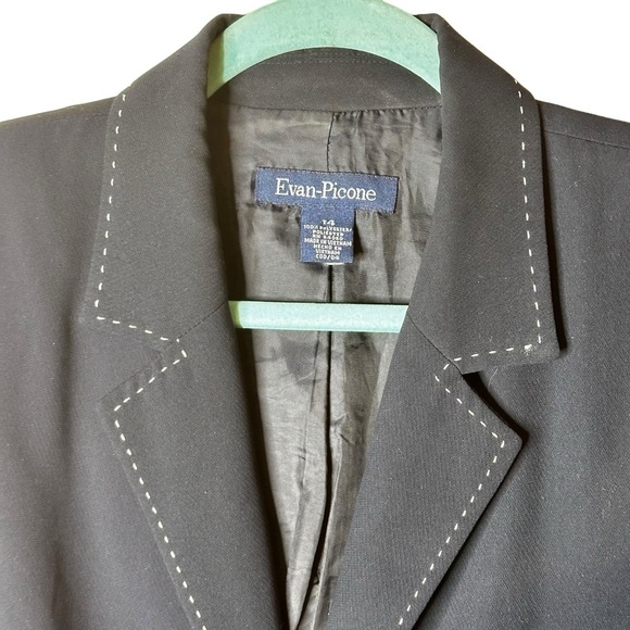 🔴5 for $40 SALE! Evan-Picone Navy Blue White Stitching Split Sleeve Hem 14 - Picture 10 of 14